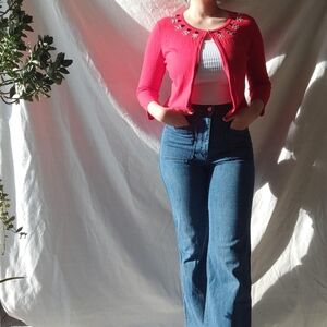 Cable & Gauge Brand New Red Cardigan With Jewels